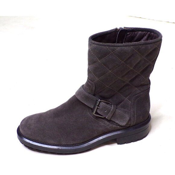 🆕 AQUATALIA Moto Quilted Suede Ankle Boot Bootie 7 Gray - Picture 5 of 8